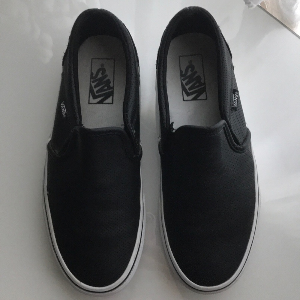 Black leather VANS